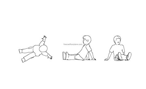 Child Sitting On Floor - Free CAD Drawings