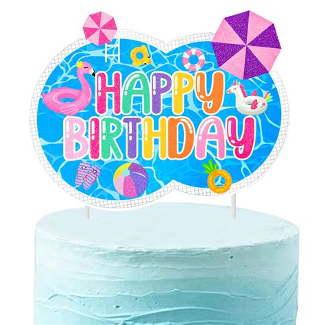 Summer Pool Party Cake Topper Summer Beach Birthday Cake Decorations ...