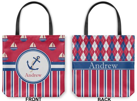 Custom Sail Boats & Stripes Canvas Tote Bag (Personalized) | YouCustomizeIt
