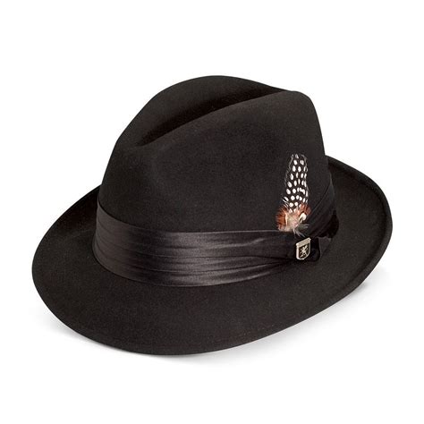 Men's Stacy Adams Wool Felt Fedora With Feather, Size: XXL, Black | Hats for men, Felt fedora ...