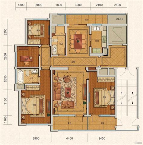 南昌中海阳光玫瑰园C2户型户型图_首付金额_3室2厅3卫_118.0平米 - 吉屋网