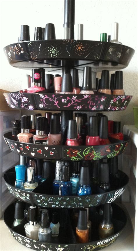 My finished nail polish tower! I bought the organizers at Home Depot ...