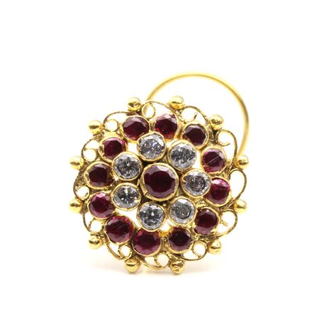 Floral Gold Plated CZ Twisted Nose Stud 24g – Karizma Jewels
