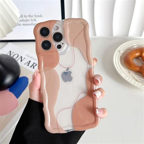 DEFBSC for iPhone 16 Pro Max Case, Cute Clear Wavy Art Design Aesthetic ...