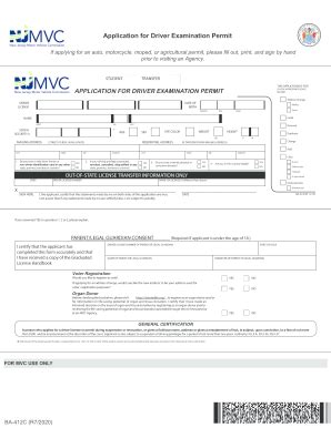 New Jersey Driver Examination Permit Application - Blank Fillable ...