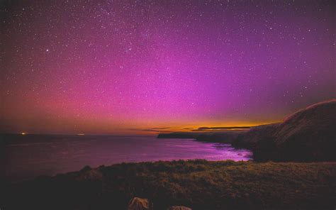 Download wallpaper 1920x1200 night, starry sky, stars, sea, shore ...