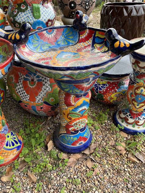 Talavera Bird Bath - Fountains and Statuary