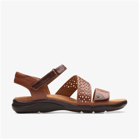 Womens Kitly Way Tan Leather Flat Sandals | Clarks