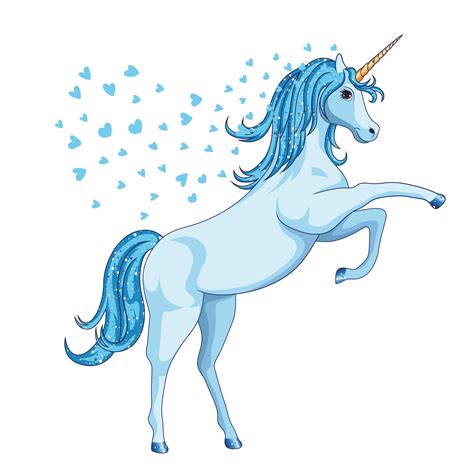 UNICORN - Vinyl Home Living Room Art Blue Unicorn Hearts Décor Fantasy ...