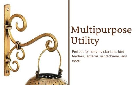 MNH ART S -2 Piece antiqe Golden Metal Plant Hanger Iron Plant Wall ...