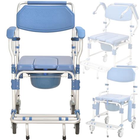 Buy Commode Toilet Chair with Wheels, Shower Wheelchairs for The ...