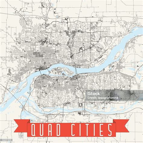 Quad Cities Iowa Illinois Usa Vector Map Stock Illustration - Download ...