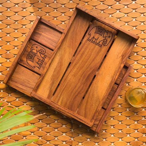 ExclusiveLane 'The Elephant' Hand Carved Nested Wooden Trays In ...