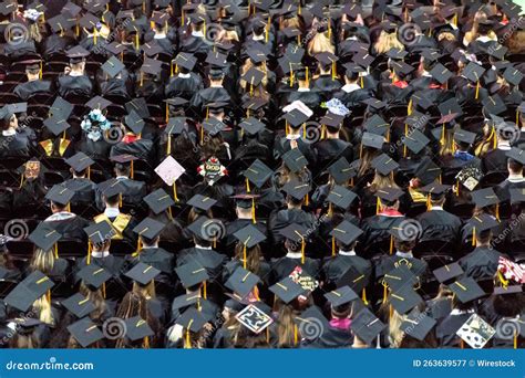 Drone Shot Over Group of Graduated Students in the UMass Graduation in ...