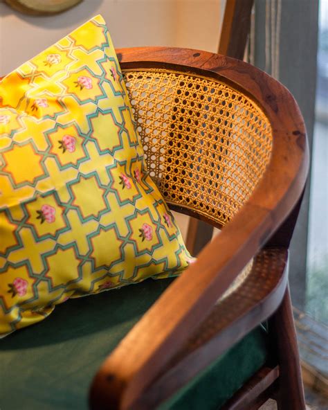 Buy Arm Chairs | Cane Velvet Chair | Shop at The Purple Turtles — The ...