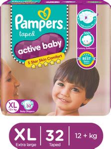 Pampers Active Baby Taped Diapers with Adjustable Fit - XL - Buy 32 ...