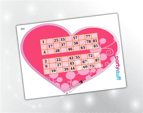 PartyStuff Heart Theme Tambola Housie Tickets - Heart Grid kukuba 1 ...