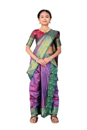 Buy KIISIISO Nauvari Saree for Girls, Ready to Wear, Marathi ...