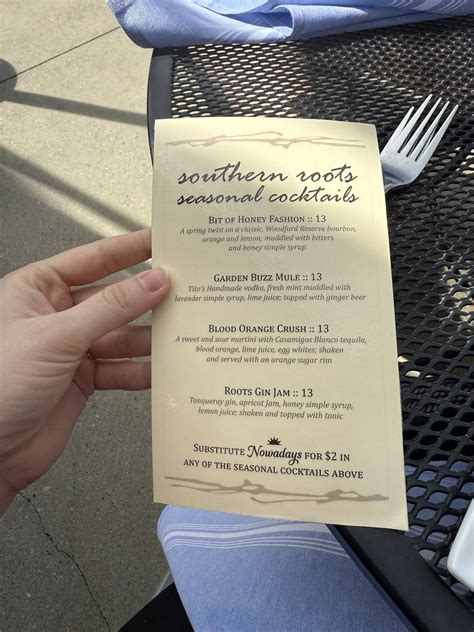 Menu at Southern Roots Restaurant, Jamestown, 119 E Main St