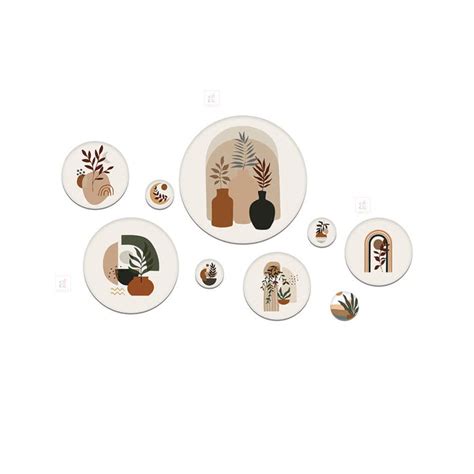 Art Street MDF Wall Plates, MDF Sticker, Abstract Boho Floral Line Art ...
