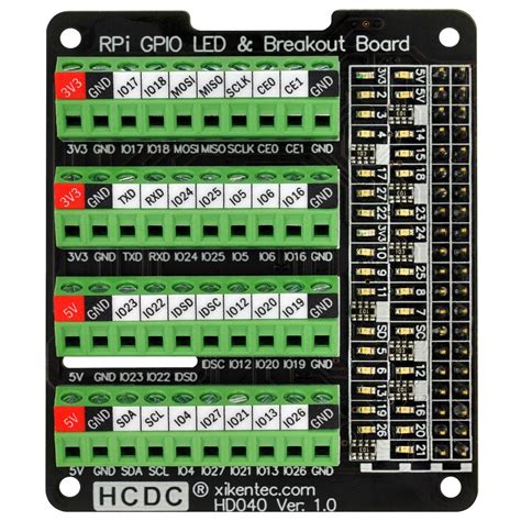 Hcdcrpi Gpio Status Led And Terminal Block Breakout Board Hat ...