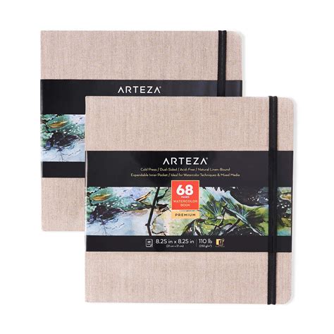 Arteza Watercolor Sketchbooks, 8.25x8.25-inch, 2-Pack, Beige Art ...