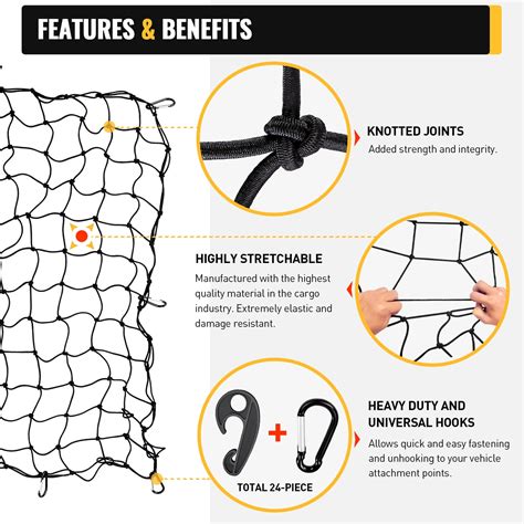 Buy 3'x4' Bungee Cargo Net for Truck Bed Stretches to 6'x8' | No Gaps ...