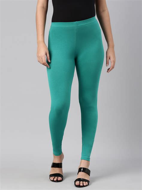 Peacock Green Ankle Fit Leggings for Women – Fitflex