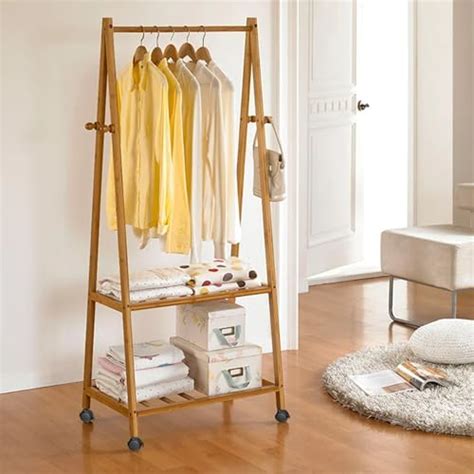 BEVERLY STUDIO Natural Light brown Teak Wooden Sturdy Coat Stand/Cloth ...