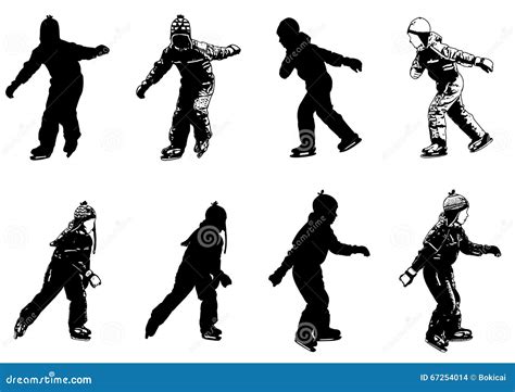 Ice Skating Kids Silhouettes Stock Vector - Illustration of skate, skater: 67254014