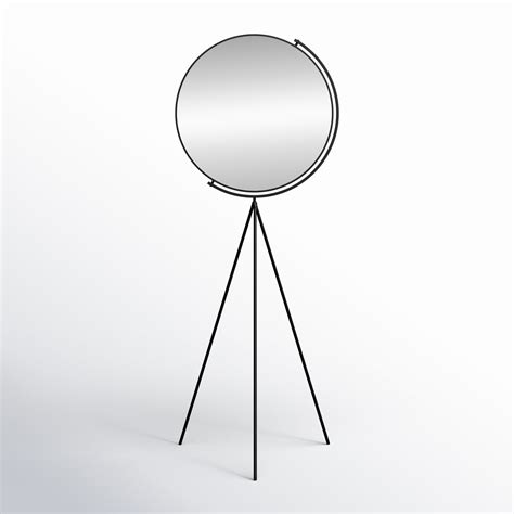 AllModern Hatch Black Round Floor Mirror on Metal Tripod | AllModern