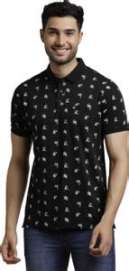 TURTLE Printed Men Polo Neck Black T-Shirt - Buy TURTLE Printed Men ...