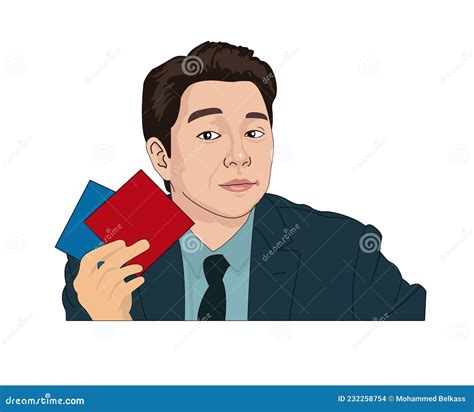 Squid Game SalesMan Character Design Envelopes Red and Blue Editorial ...