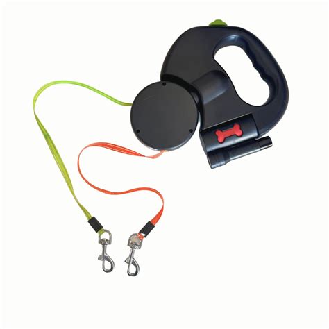 Gabmma Dual Retractable Dog Leash Black– Tangle Free Double Dog Leash ...