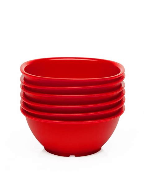 Buy HOMETALES Plastic Katori/Bowl Set 400ml Each (Pack of 6) - Red ...