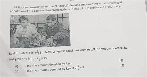 1 Ravi donated * (x3+) to NAB. When his cousin asks him to tell the ...