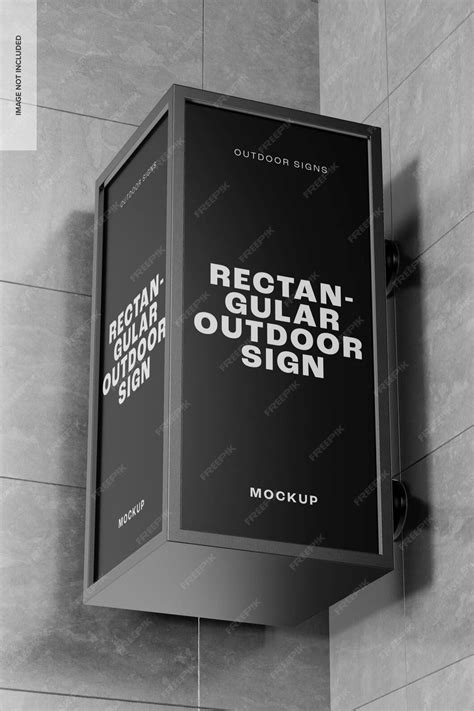 Rectangular outdoor sign mockup, low angle view | Premium PSD
