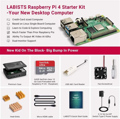 Labists Raspberry Pi 4 Starter Kit 的图像结果