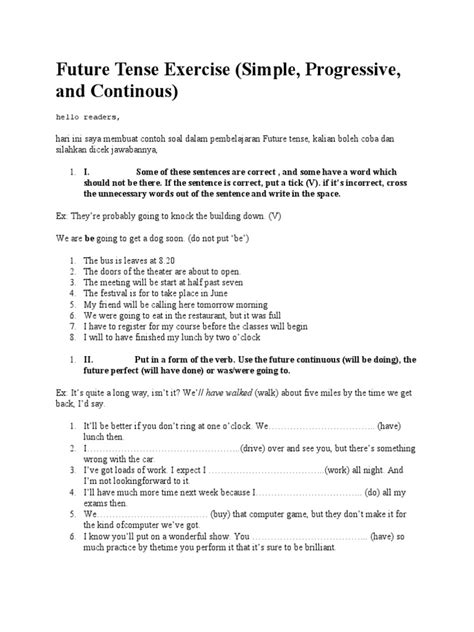 Future Progressive Tense Exercise .Pdf 的图像结果