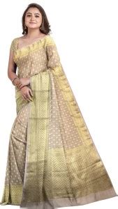 Buy Indy Beauty Woven Banarasi Georgette Beige Sarees Online @ Best ...