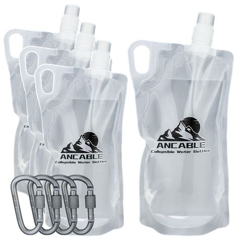 Amazon.com: 1L Hiking Collapsible Water Bottles, 4-Pack 33OZ BPA-Free ...