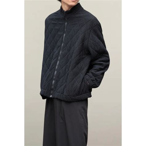 【OTSU】1980s vintage quilting×wrinkle design high neck blouson -12281- | cv