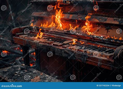 Old Upright Piano Burning in a House Fire Stock Photo - Image of ...