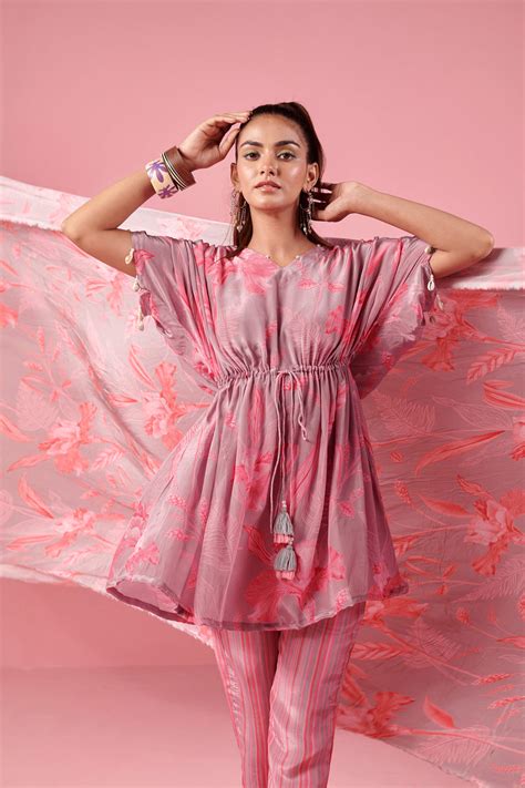 Karaj Jaipur Mauve Pink Floral Print Co-Ord Set