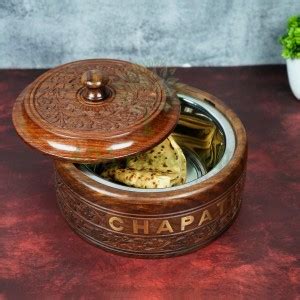 ADA Handicraft Premium Pakka Sheesham Wooden Chapati Box | Round Hot ...