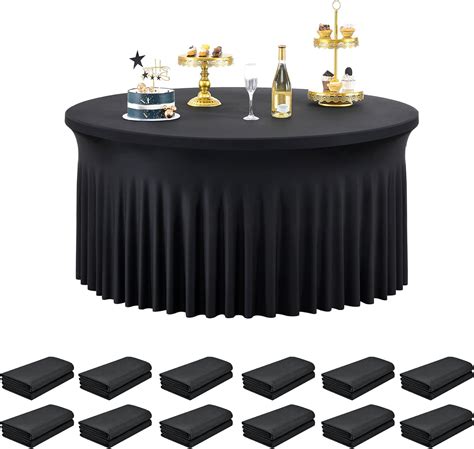 Amazon.com: 12 Pack Black Round Spandex Tablecloth for 72inch Table ...