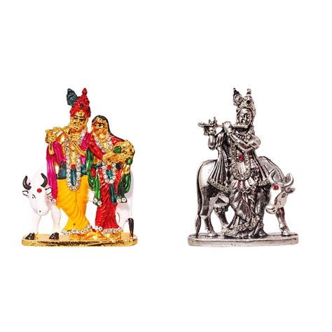 Buy ART N HUB Combo of 2 Statue God Radha Krishna & Krishna Idol Puja ...