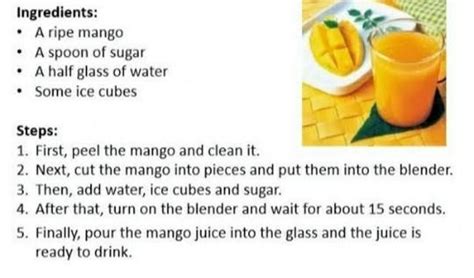 Write six sentences about how to make a glass of juice - Brainly.in