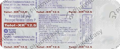 Tolol Xr 12.5 MG Tablet (10): Uses, Side Effects, Price & Dosage ...