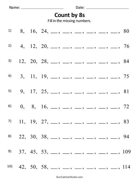 Skip Counting Worksheets and Charts – Free Printables, Lettering, SVG ...